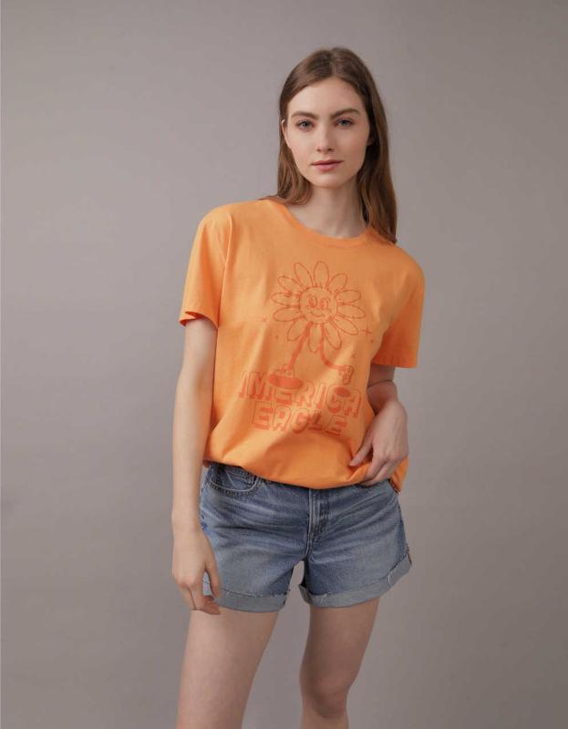 AE Short-Sleeve Graphic Tee - Orange, L 