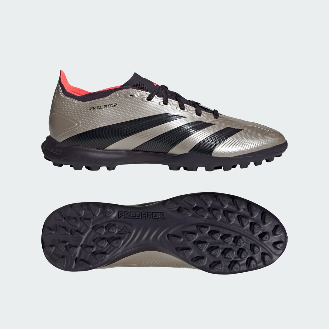 adidas PRedator League Turf Boots Football 11 UK Unisex Platinum Metallic / Aurora Black / Turbo
