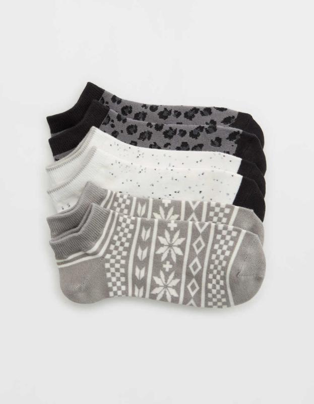 Aerie Ankle Sock 3-Pack - Shell Gray, One Size 