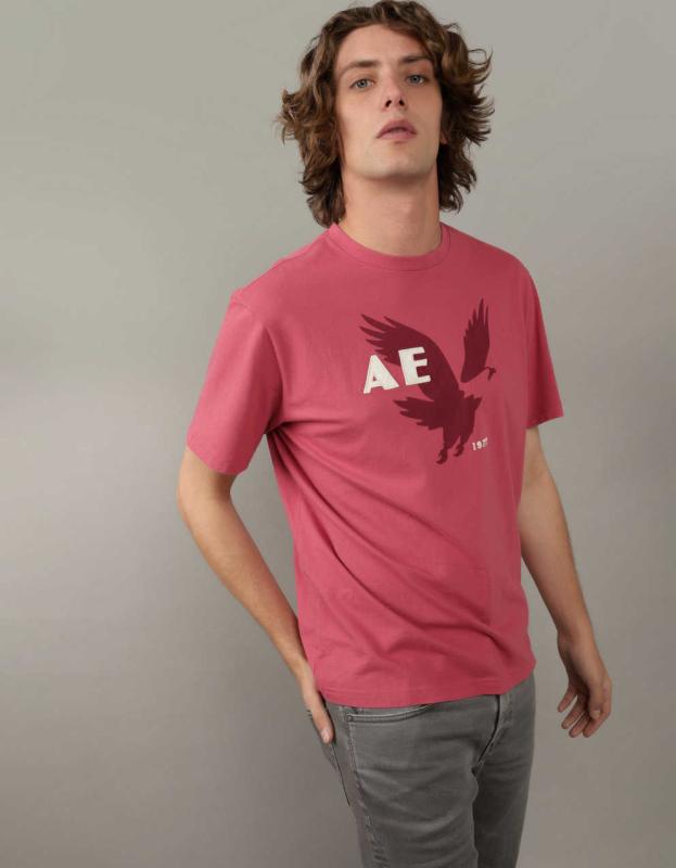 AE Logo Graphic T-Shirt - Red, L 