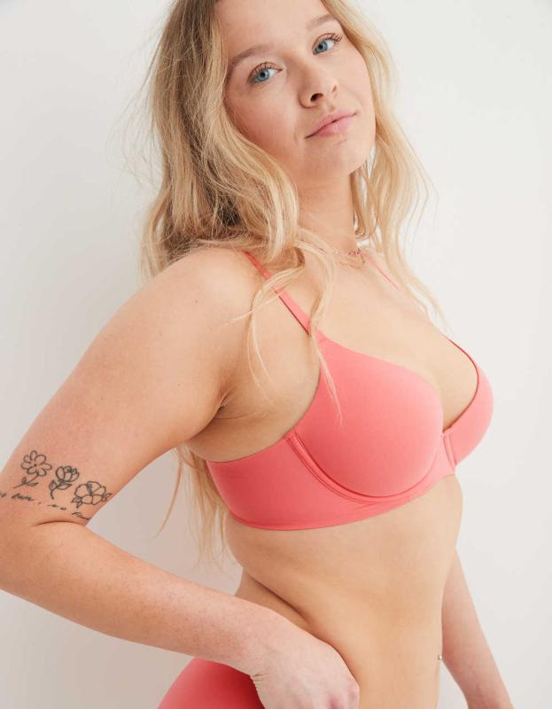 SMOOTHEZ Pull On Push Up Bra - Spicy Coral, 34D 