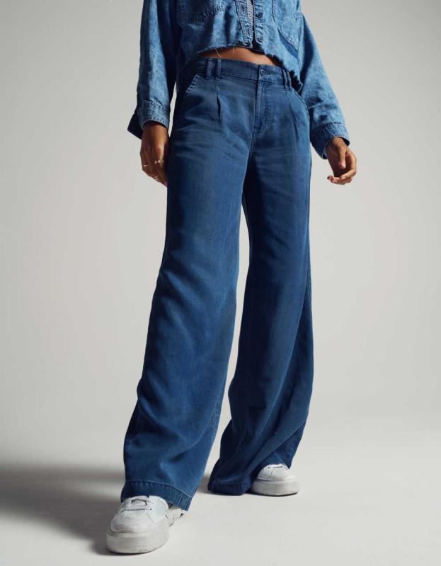 AE Dreamy Drape Stretch High-Waisted Trouser - Indigo, 10 