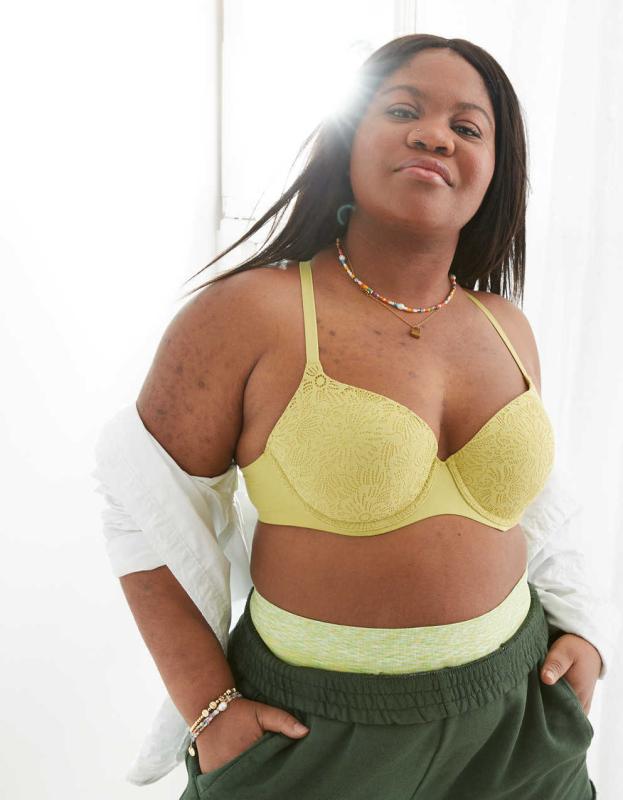 Sunnie Demi Push Up Blossom Lace Bra - Tomboy Green, 80D 