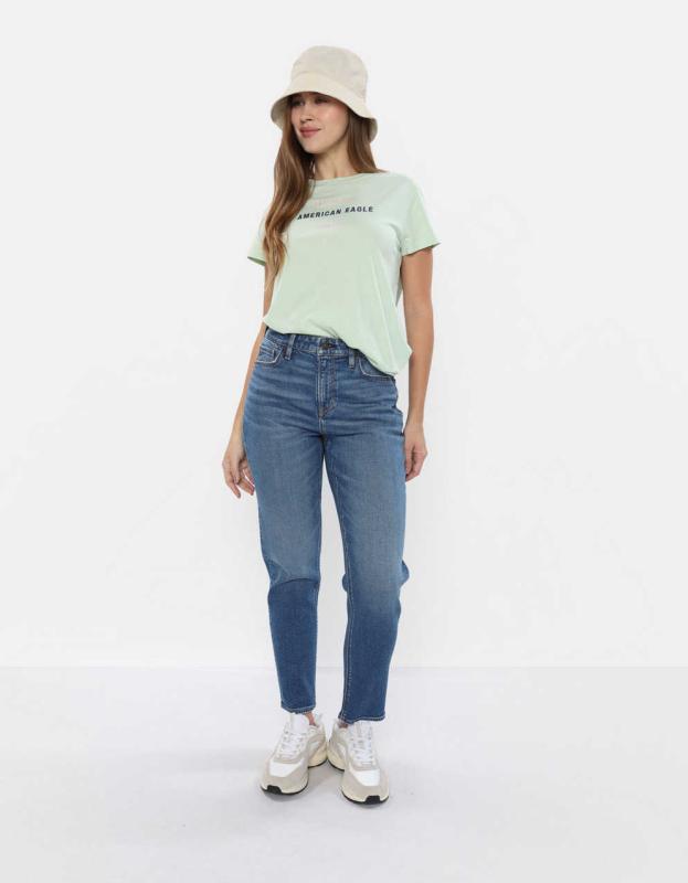 AE Stretch Mom Jean - Medium Wash, 4 