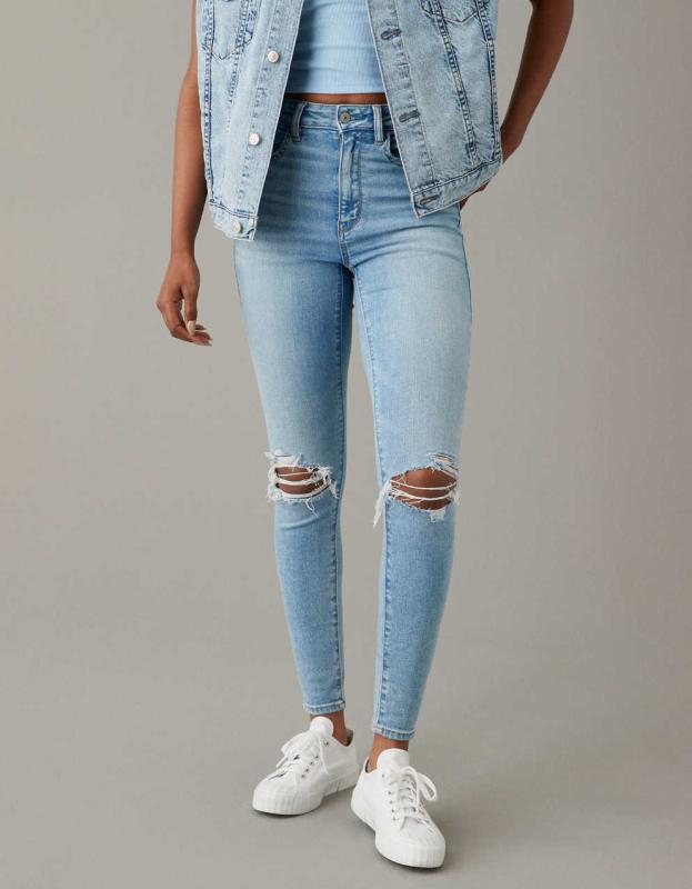AE Next Level Ripped Super High-Waisted Jegging - Light Bright Indigo, 2 