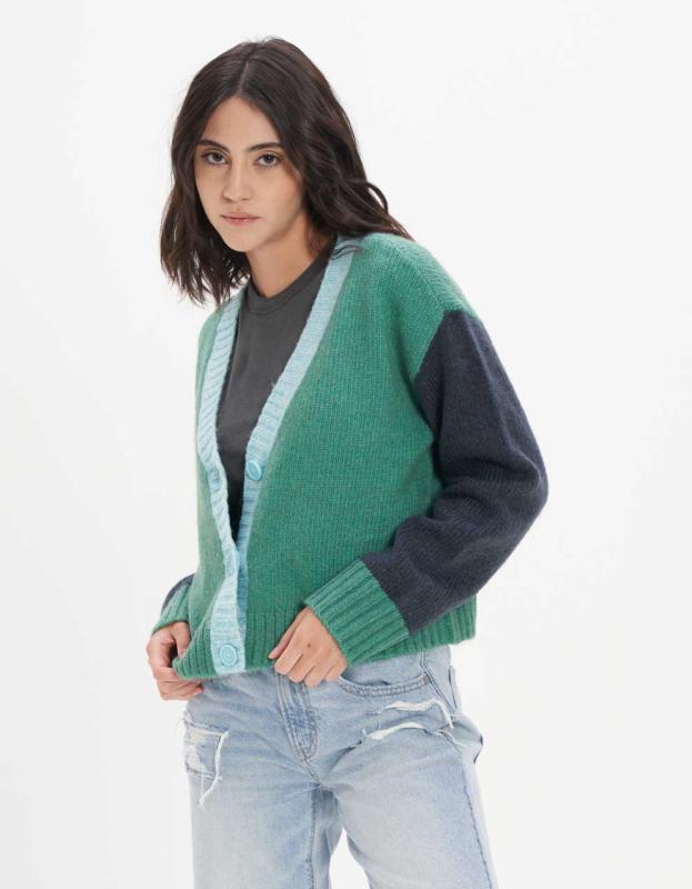 AE Colorblock Cardigan - Navy, S 