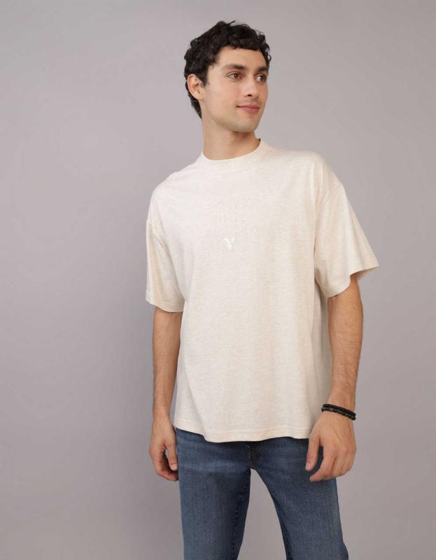 AE Oversized Graphic T-Shirt - Oatmeal Heather, XS 