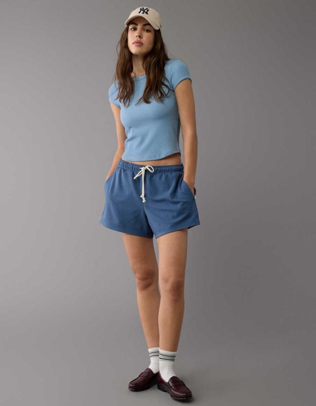 AE Hey Baby Waffle T-Shirt - Blue, XXS 