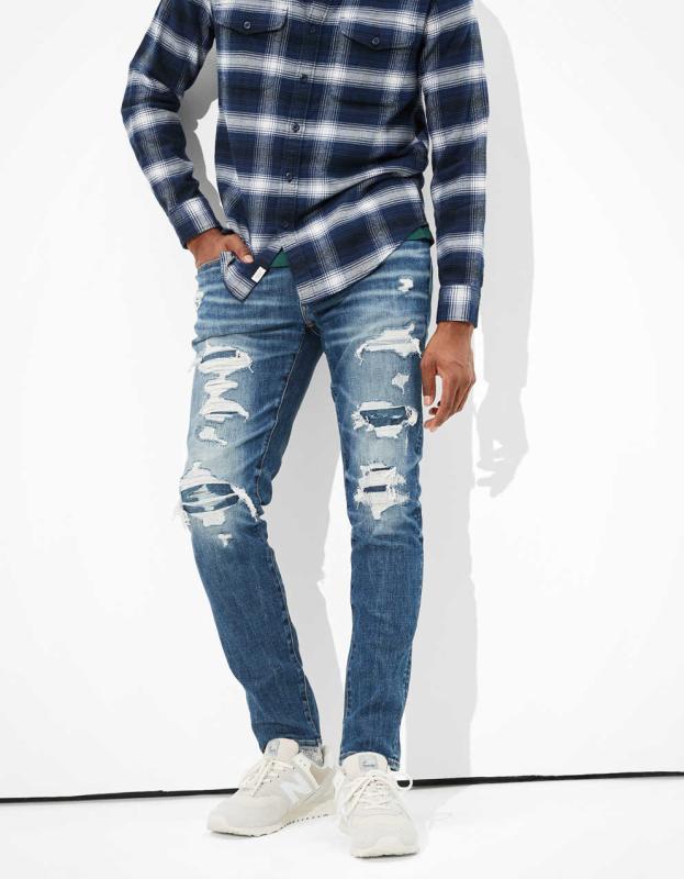 AE AirFlex+ Temp Tech Patched Athletic Skinny Jean - Brilliant Repair, 28W x 30L 