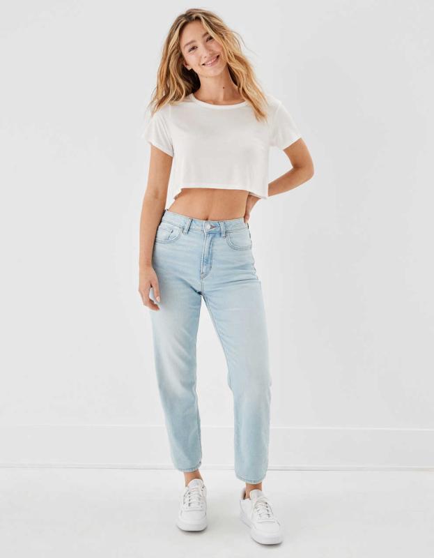 AE Stretch Mom Straight Jean - Authentic Light, 0 