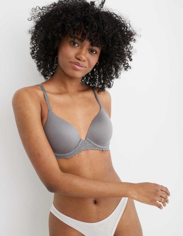 Sunnie Full Coverage Lightly Lined Blossom Lace Trim Bra - Shell Gray, 34 A 