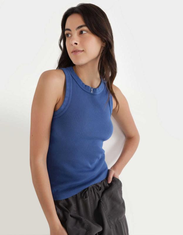 Aerie High Neck Tank Top - Anniversary Blue, XS 