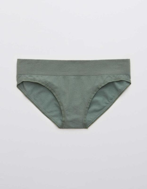 Aerie Ribbed Seamless Bikini Underwear - Palm, M 