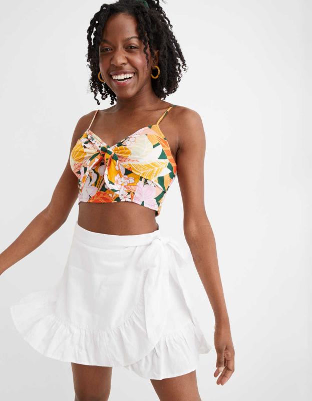 Aerie Wrap Mini Skirt - White, XL 