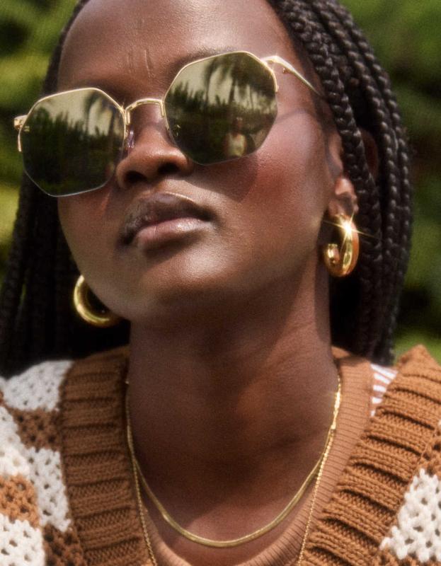 Aerie Movin' N Groovin' Sunglasses - Olive, One Size 