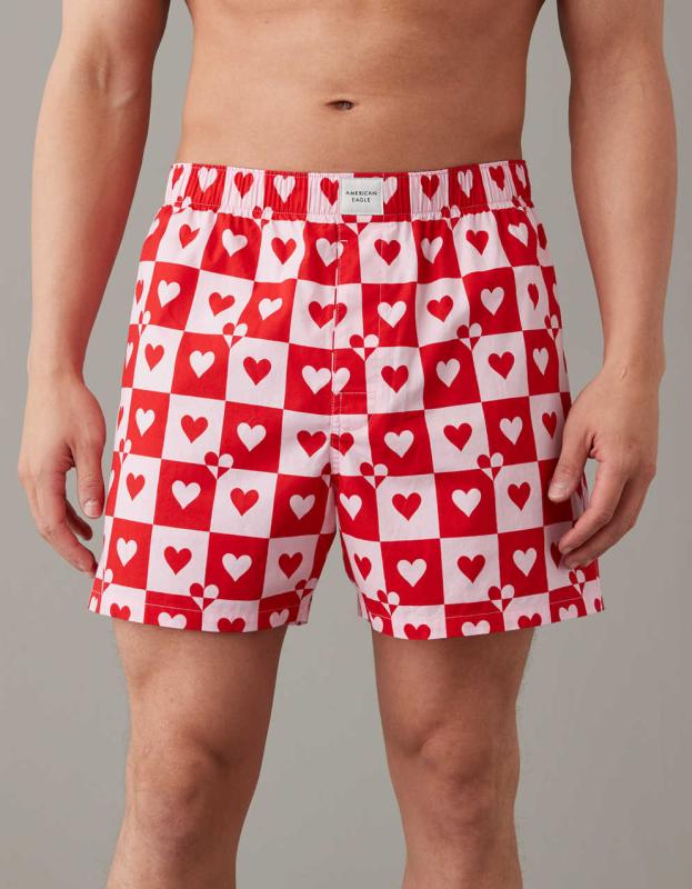 AEO Valentine Hearts Stretch Boxer Short - Red, XS 
