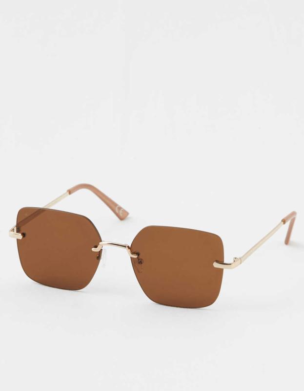 Aerie Rimless Classic Sunglasses - Brown, One Size 