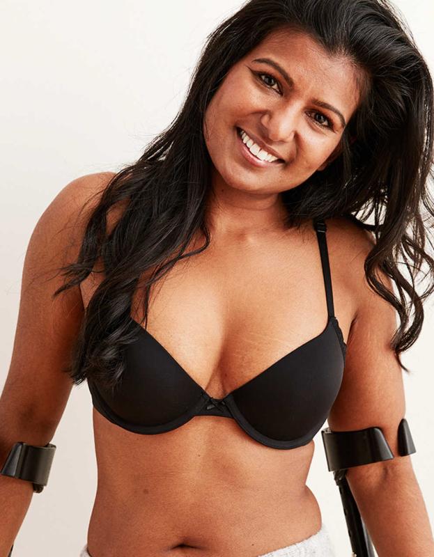 Aerie Real Happy Demi Push Up Bra - True Black, 70A 