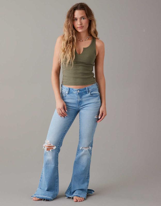 AE Notch Neck Tank Top - Olive, XXS 