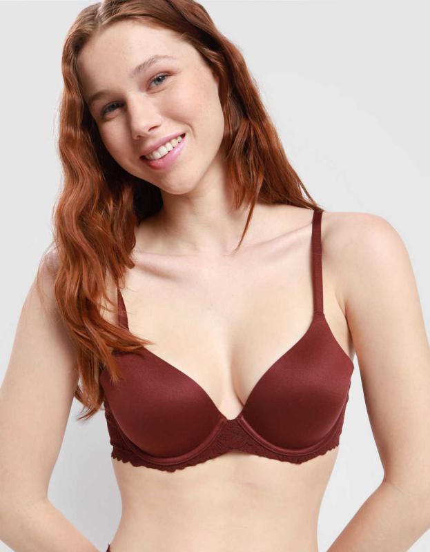 Sunnie Full Coverage Lightly Lined Blossom Lace Trim Bra - Royal Berry, 36B 