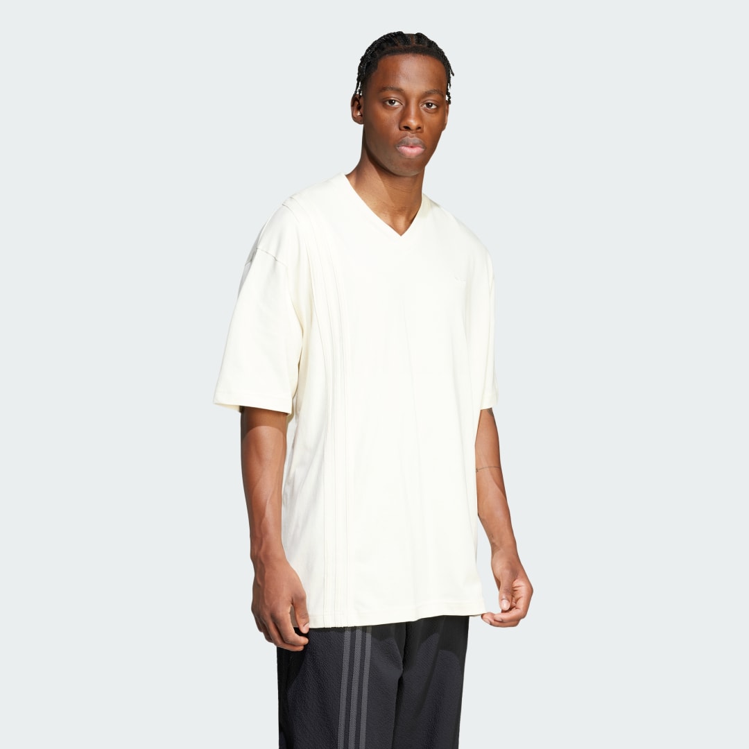 adidas Front 3-Stripes Tee Lifestyle XS,S,M,L,XL,2XL,3XL,4XL,A/2XS,A/XS,A/S,A/M,A/L,A/XL,A/2XL,A/3XL Men Cream White