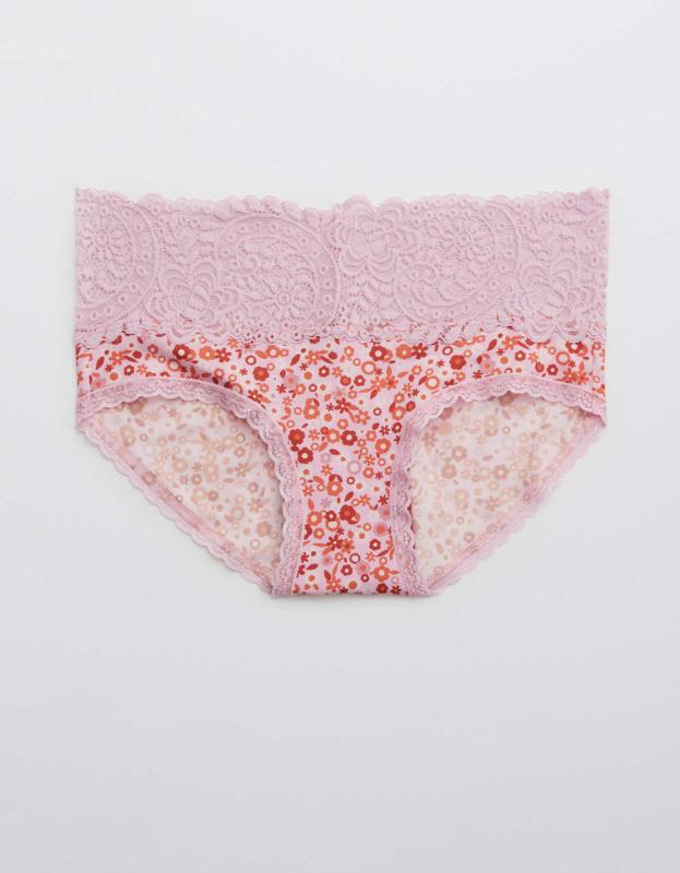 Aerie Shine Far Out Lace Boybrief Underwear - Calla Lily, M 