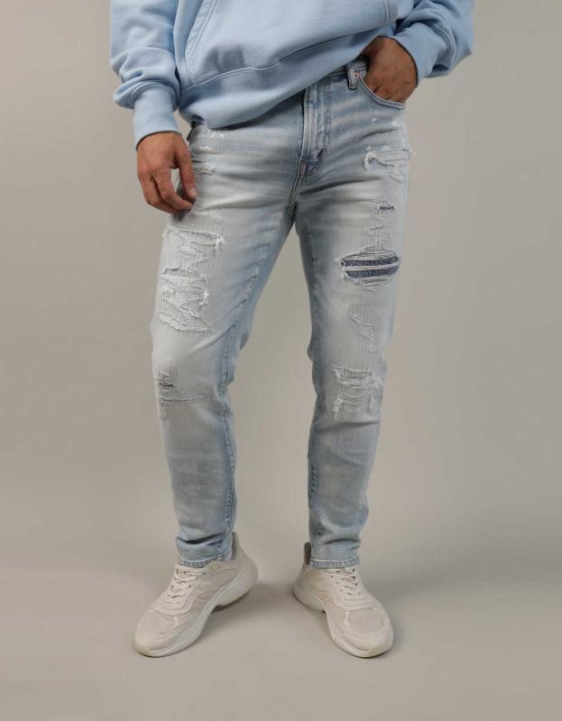 AE AirFlex+ Patched Athletic Skinny Jean - Cloud Wash, 34 X 30 