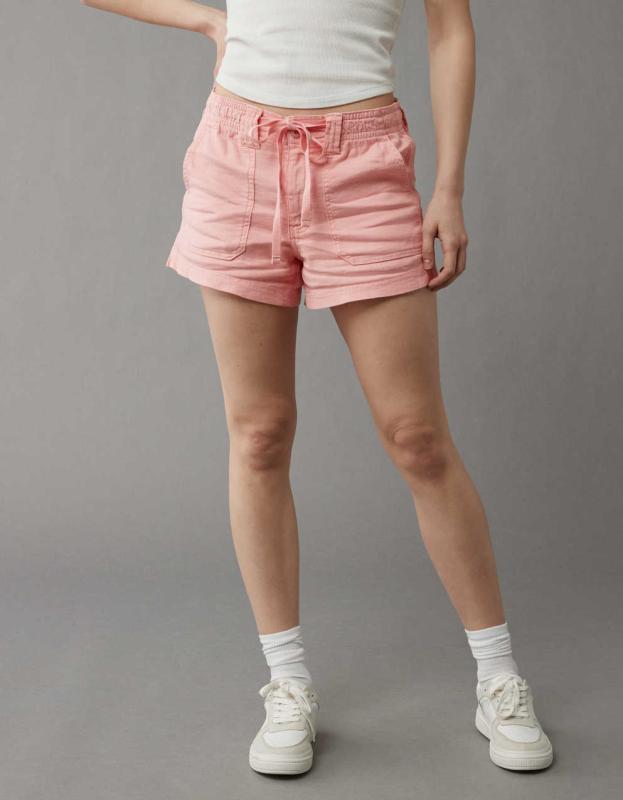 AE Dreamy Drape Linen-Blend Carpenter Short - Peach, 2 