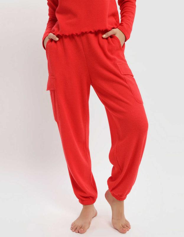 Aerie Traveler Waffle Cargo Jogger - Holiday Red, M 