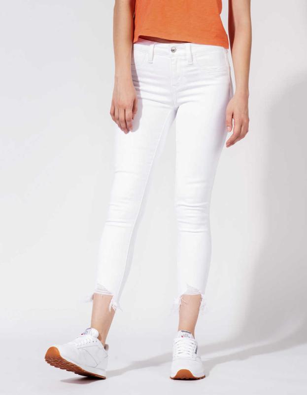 AE Ne(x)t Level Low-Rise Jegging Crop - White Washed, 8 