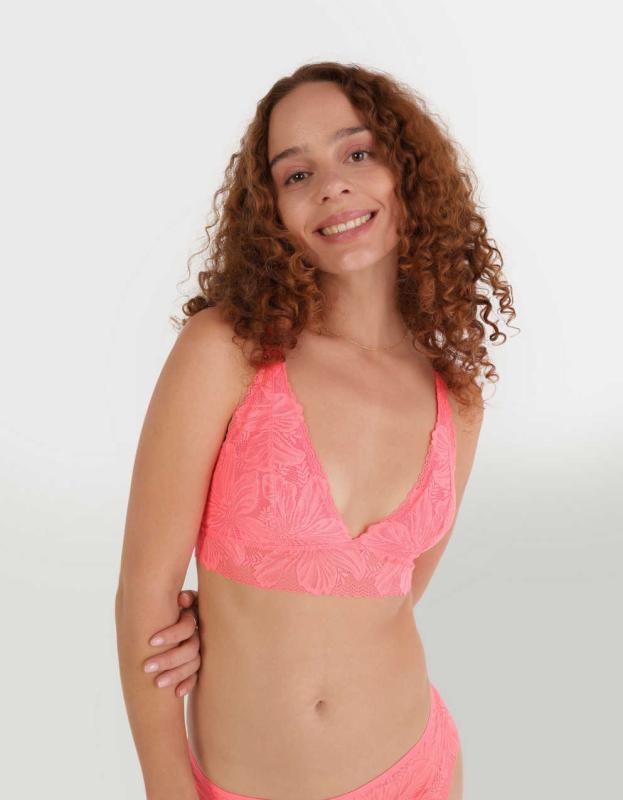 Show Off Tropicool Lace Padded Plunge Bralette - Tropadelic, L 