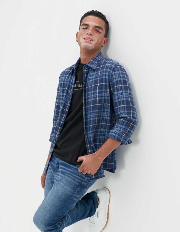 AE Slim Fit Everyday Button-Up Shirt - Deep Navy, XS 