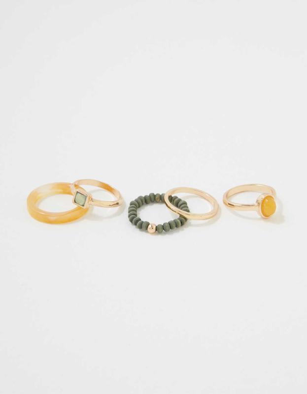 AEO Wood + Stone Ring 5-Pack - Multi, 6 