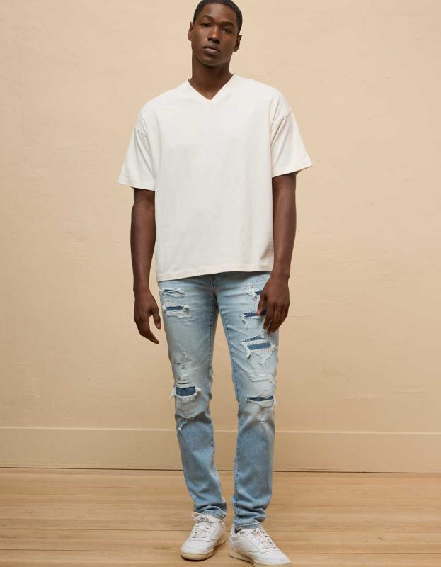 AE AirFlex+ Patched Athletic Skinny Jean - Icy Repair, 34W x 30L 