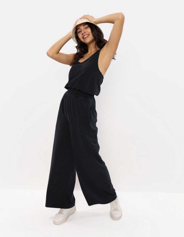 Aerie Knit Wide Leg Jumpsuit - Black, XXS 