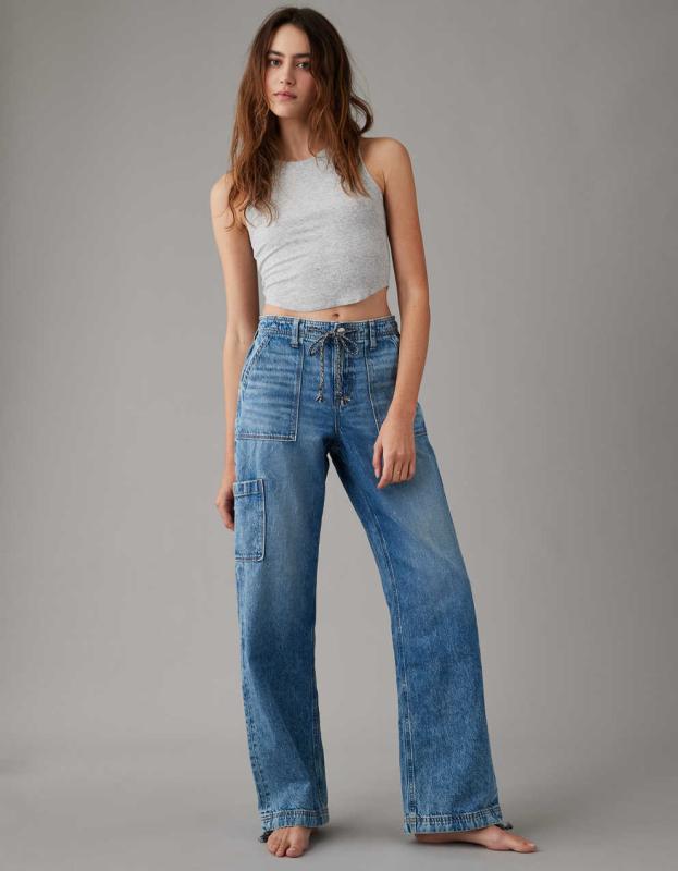 AE Dreamy Drape Stretch High-Waisted Baggy Cargo Jogger Jean - Brighten My Day, 2 