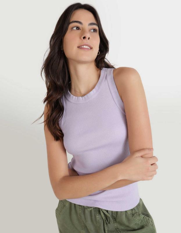 Aerie High Neck Tank Top - Purple Wash, M 