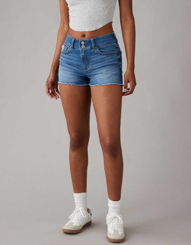 AE Next Level High-Waisted Denim Short Short - Classic Medium, 10 