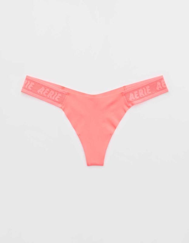 SMOOTHEZ No Show Logo Thong Underwear - Tropadelic, S 