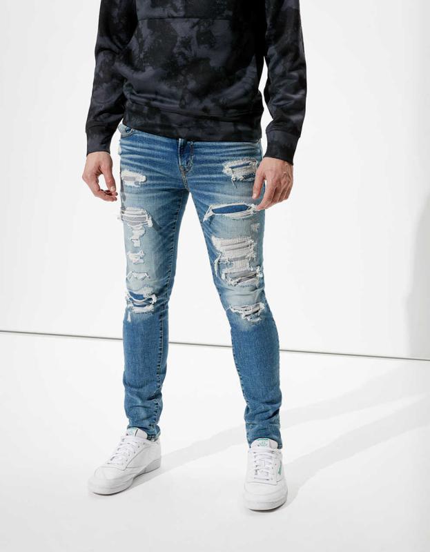 AE AirFlex+ Patched Skinny Jean - Medium Destroy, 30W x 30L 