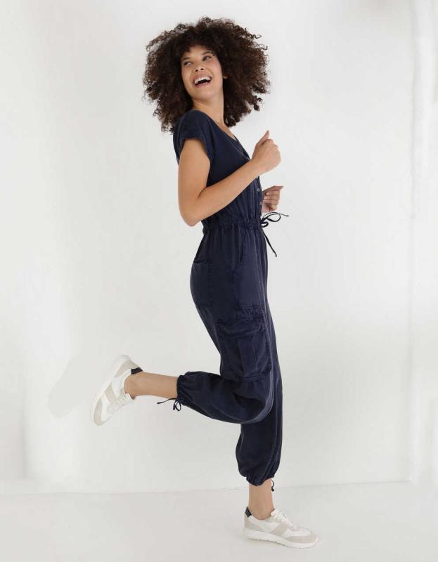 Aerie Twill Utility Jumpsuit - Dark Vintage Wash, L 