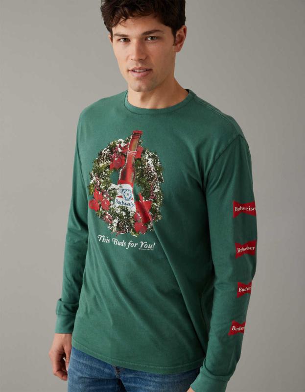 AE Bud Light Graphic T-Shirt - Gatsby Green, XS 