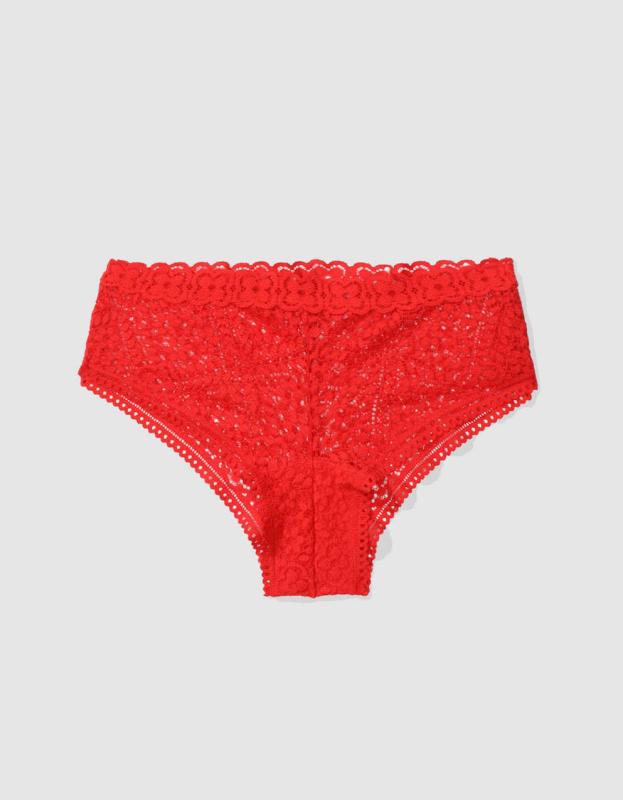 Superchill Cozy Lace Cheeky Underwear - Holiday Red, S 