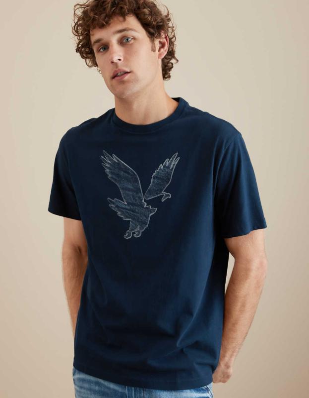 AE Logo Graphic T-Shirt - Navy, XS 
