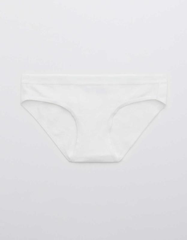 Aerie Cotton Flat Elastic Bikini Underwear - White, XS 