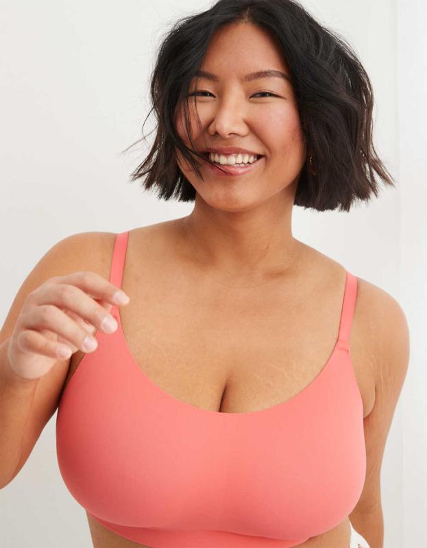 SMOOTHEZ Padded Scoop Bralette - Spicy Coral, XL 