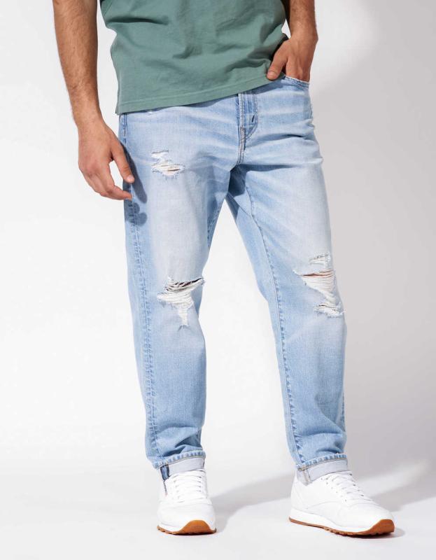 AE AirFlex+ Cropped Loose Fit Jean - Light Wash, 34 X 30 