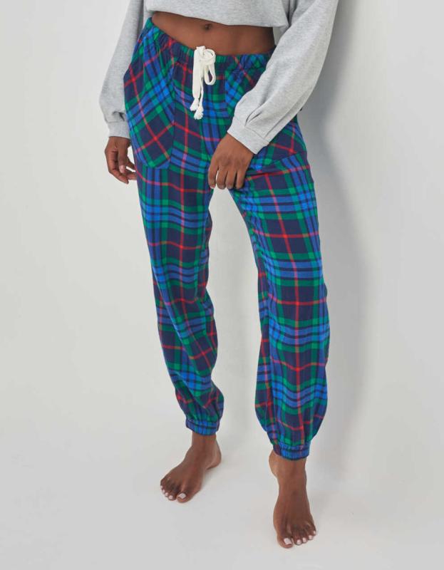 Aerie High Waisted Flannel Jogger - Navy, XS 