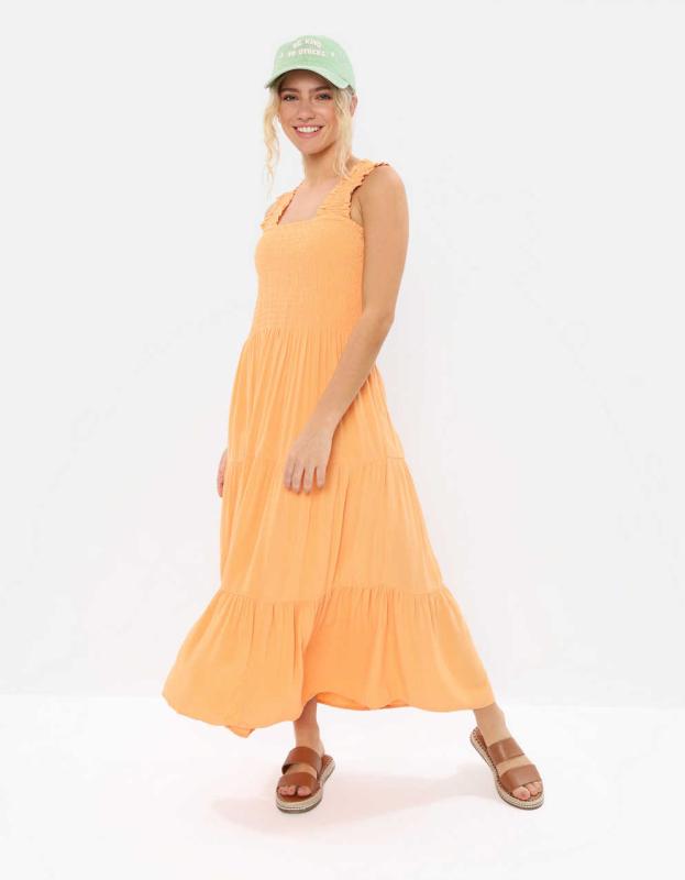 Aerie Smocked Midi Dress - Soleil, XS 