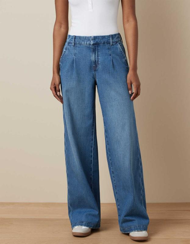 AE Stretch Super High-Waisted Wide-Leg Trouser Jean - Deep End, 6 